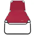 Chaise longue pliante portable rouge en tissu Oxford 600D