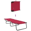 Chaise longue pliante portable rouge en tissu Oxford 600D
