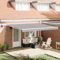Store Rétractable Manuel  avec LED Gris Clair 450x350 cm
