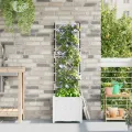 Jardinière de jardin avec treille blanche 40x40x143 cm