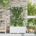 Jardinier avec treille 2 pcs blanc 80x40x143 cm