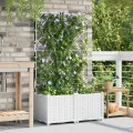 Jardinier avec treille 2 pcs blanc 80x40x143 cm