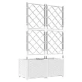 Jardinier avec treille 2 pcs blanc 80x40x143 cm