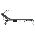 Chaises longues pliantes 2 pcs avec auvent Noir tissu Oxford 600D