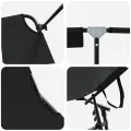 Chaises longues pliantes 2 pcs avec auvent Noir tissu Oxford 600D