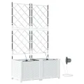 Jardinières  avec système d'irrigation d'eau 2 pcs Blanc