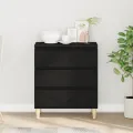 Buffet  Noir Chêne 60x35x70 cm Bois d'ingénierie
