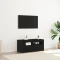 Meuble TV  avec LED Chêne noir 90x35x40 cm Bois d'ingénierie