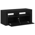 Meuble TV  avec LED Chêne noir 90x35x40 cm Bois d'ingénierie