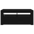 Meuble TV  avec LED Chêne noir 90x35x40 cm Bois d'ingénierie