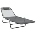 Chaises Longues Pliables 2 pcs avec Appui-tête Grise Textilène