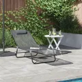 Loungeur de soleil pliant avec appui-tête Gris Textilène
