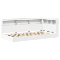 Lit bibliothèque blanc 100x200 cm en bois laminé