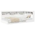 Lit bibliothèque blanc 100x200 cm en bois laminé