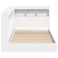 Lit bibliothèque blanc 100x200 cm en bois laminé