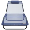 Chaise longue pliante avec appui-tête bleu marine en textilène