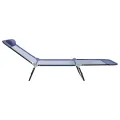 Chaise longue pliante avec appui-tête bleu marine en textilène