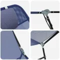 Chaise longue pliante avec appui-tête bleu marine en textilène