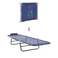 Chaise longue pliante avec appui-tête bleu marine en textilène