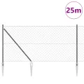 Clôture en chaîne avec 13 poteaux de piquet 1.4x25 m en acier galvanisé