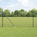 Clôture en fil soudé avec 13 poteaux pointus gris 1.4x25 m acier