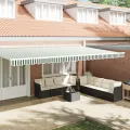 Drap de store pour cadre de 6 m vert et blanc 5.8 x 0.2 m