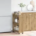 Cabinet roulant  chêne artisanal 60x22x79 cm en bois d'ingénierie