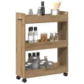 Cabinet roulant  chêne artisanal 60x22x79 cm en bois d'ingénierie