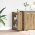 Cabinet roulant  chêne artisanal 60x22x79 cm en bois d'ingénierie