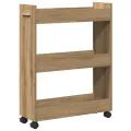 Cabinet roulant  chêne artisanal 60x22x79 cm en bois d'ingénierie