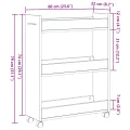 Cabinet roulant  chêne artisanal 60x22x79 cm en bois d'ingénierie