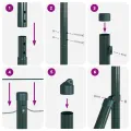 Clôture en treillis avec 13 poteaux pointus 1,4x25 m en acier galvanisé