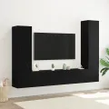 Ensemble de Meubles TV 4 Pièces Mural Chêne Noir Bois Ingénierie