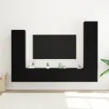 Ensemble de Meubles TV 4 Pièces Mural Chêne Noir Bois Ingénierie