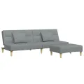 Canapé-lit à 2 places avec repose-pied gris clair tissu
