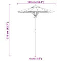 Parasol de jardin gris foncé 150x210 cm en bambou