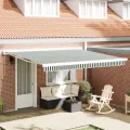 Tissu de Remplacement de Store pour Cadre 4x3 m Vert et Blanc