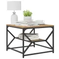 Table basse  avec étagère en chêne, 51x50x40 cm, en bois d'ingénierie