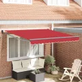 Auvent Manuel Rétractable Rouge 350x250 cm