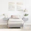 Lit 90x200 cm Gris Sonoma en bois d'ingénierie