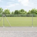 Clôture en fil soudé avec 13 poteaux flanqués 1x50 m Acier galvanisé