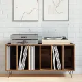 Armoire à disques  en chêne artisan de 100x38x48 cm en bois d'ingénierie