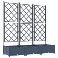 Jardinière avec treillis 3 pcs Grise 120x40x125,5 cm