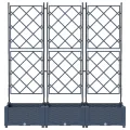 Jardinière avec treillis 3 pcs Grise 120x40x125,5 cm