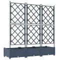 Jardinière avec treillis 3 pcs Grise 120x40x125,5 cm