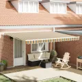 Tissu de remplacement pour auvent 4,5x3,5 m vert et jaune
