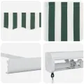 Auvent Manuel Rétractable Vert et Blanc 300x250 cm