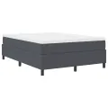 Lit Box Spring Gris Foncé 140x200 cm Tissu Corde