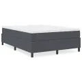 Lit Box Spring Gris Foncé 140x200 cm Tissu Corde