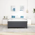 Lit Box Spring Gris Foncé 140x200 cm Tissu Corde